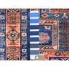 Tribal & Geometric Wool Hand Knotted Rug Orange Blue 2.9X9.1 -O086604