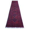 Tribal & Geometric Wool Hand Knotted Rug Red Red 2.7X13.0 -O071372