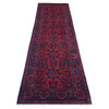 Tribal & Geometric Wool Hand Knotted Rug Red Red 2.9X9.7 -O072019