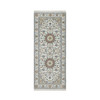 Fine Oriental Wool & Silk Hand Knotted Rug Ivory 2.7X6.4  -O090988