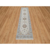 Traditional Wool & Silk Hand Knotted Rug Ivory 2.5X10.0  -O091013