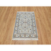 Fine Oriental Wool & Silk Hand Knotted Rug Ivory 2.0X3.2  -O091002