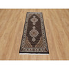 Traditional Wool Hand Knotted Rug Black 2.7X6.3  -O090986