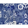Transitional Wool & Silk Hand Knotted Rug Blue 9.10x14.0 -O091227