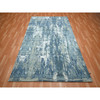 Modern and Contemporary Wool & Silk Hand Knotted Rug Blue 6.0x9.2 -O075534
