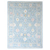 Oushak And Peshawar Wool Hand Knotted Rug Blue 8.10x12.0 -O010243