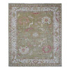Oushak And Peshawar Wool Hand Knotted Rug Green 8.1x9.7 -O089767