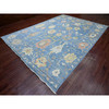 Oushak And Peshawar Wool Hand Knotted Rug Blue 9.10x13.7 -O089781