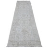 Oushak And Peshawar Wool Hand Knotted Rug Ivory 3.0x9.5 -O020296