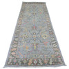 Oushak And Peshawar Wool Hand Knotted Rug Grey 3.11x10.1 -O020597