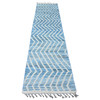 Tribal & Geometric Wool Hand Knotted Rug Blue 2.5x10.6 -O020287