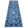 Oushak And Peshawar Wool Hand Knotted Rug Blue 2.8x7.10 -O020354