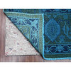 Overdyed & Vintage Wool Hand Knotted Rug Blue 9.4x12.9 -O020373