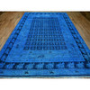 Overdyed & Vintage Wool Hand Knotted Rug Blue 8.11x11.11 -O020375