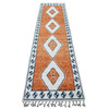 Tribal & Geometric Wool Hand Knotted Rug Orange 2.7x10.2 -O020619
