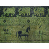 Overdyed & Vintage Wool Hand Knotted Rug Green 9.9x13.8 -O020904
