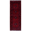Tribal & Geometric Wool Hand Knotted Rug Red 1.10x4.10 -O0750