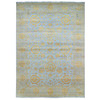 Transitional Wool & Silk Hand Knotted Rug Yellow 10.0x13.11 -O076312