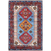 Kazak Wool Hand Knotted Rug Blue 4.2x6.2 -O0602