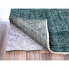 Overdyed & Vintage Wool Hand Knotted Rug Green 2.6x9.8 -O0645