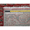 Overdyed & Vintage Wool Hand Knotted Rug Red 3.2x12.4 -O0779
