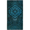 Overdyed & Vintage Wool Hand Knotted Rug Teal 2.3x4.5 -O0844