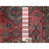 Overdyed & Vintage Wool Hand Knotted Rug Red 3.7x8.6 -O0859