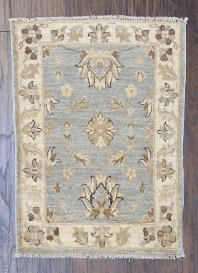 Oushak Chobie Natural-dye Whitewash 2'0"x3'0" Hand-knotted Rug -w345