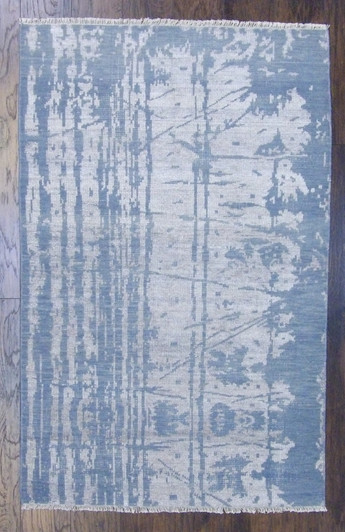 Transitional Abstract Design 4'0"x6'0" Hand-knotted Rug -w11343