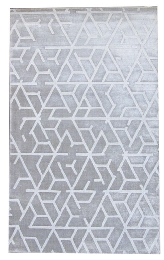 Transitional Silky Broken Design Hand-Loom 5'0"x8'0" Hand-loom Rug -W11076