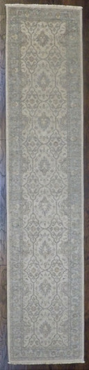 Oushak Chobie White Wash 2'6"x12'0" Hand-knotted Rug -w696