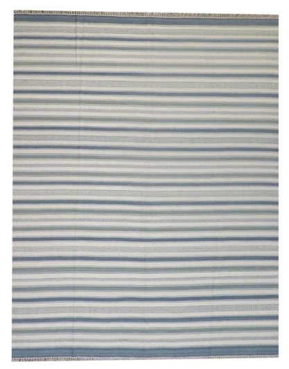 Coastal Flat-Weave Indoor/Outdoor 8'0"x10'0" Hand-knotted Rug -w1096