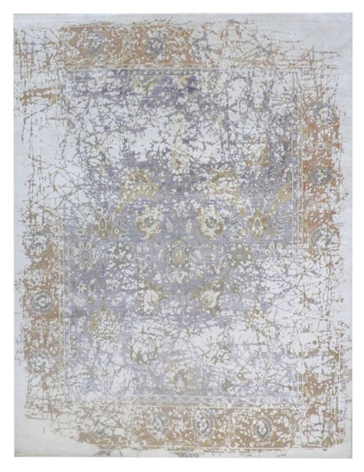 Transitional Abstract Oxidized Vintage Design 8'0"x10'0" Hand-knotted Rug -w11305