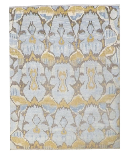 Transitional Ikat Design 8'0"x10'0" Hand-knotted Rug -w1081