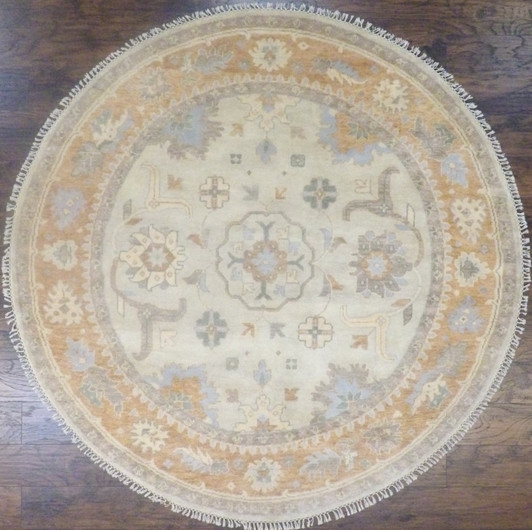 Turk Oushak Natural-dye 8'0"x8'0" Hand-knotted Rug -w516