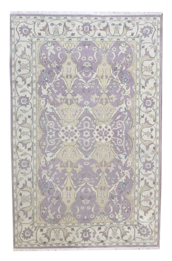 Turk Oushak Vege Dye White Wash Hand knotted Rug 5'10" x 9'0" -  W11173