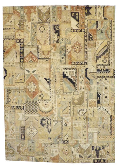 Patchwork Natural-dye 9'0"x12'0" Hand-knotted Rug -w11027