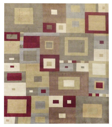 Modern Geometrical Design 8'0"x10'0" Hand-knotted Rug -w1048