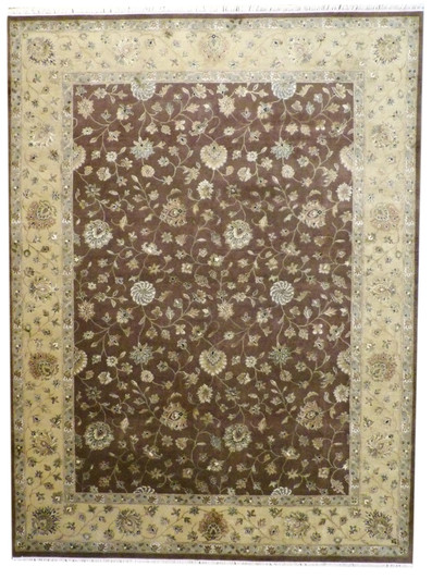 Fine Jaipur Wool/silk 9'0"x12'0" Hand-knotted Rug -w263