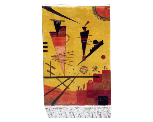 Colorful Picasso Art Hanging Hand knotted Silk Rug 1'6" x 2'0" - W1121