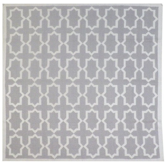 Coastal Flat-Weave Indoor/Outdoor Durry Beachy Hand knotted Wool Rug 8'1" x 8'0"  - W1085