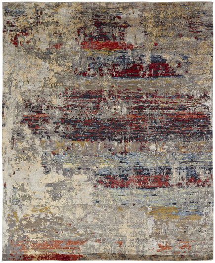 Hand Knotted Wool & Silk Modern Rug KNL3850