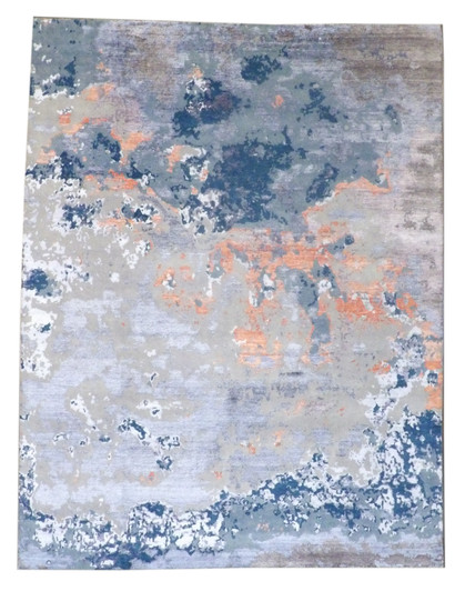 Modern Abstract Ocean Design 9'0"x12'0" Hand-knotted Rug -W776