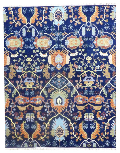 Colorful Modern Rich Ziegler Design 8'0"x10'0" Hand-knotted Rug -w11183