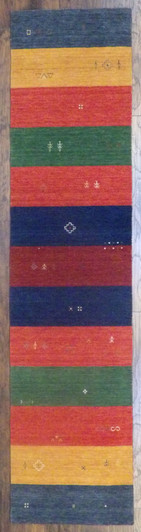 Modern Persian Gabbeh 2'6"x12'0" Hand-knotted Rug -w11092