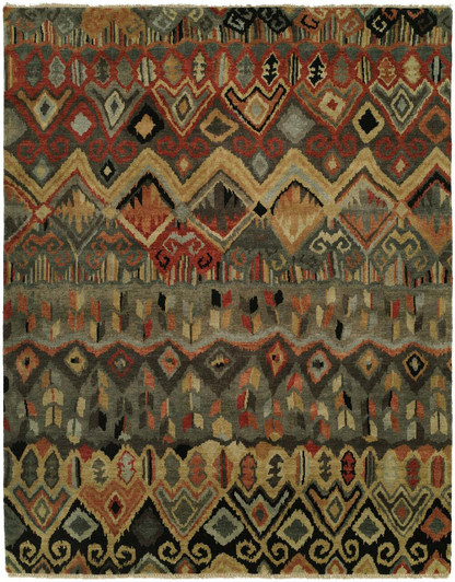 Hand Knotted Wool Ikat Rug KAN0510