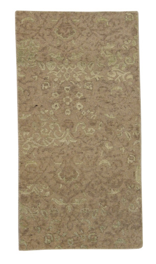 Transistional Abstract Broken Design Wool/Silk Hand Knotted Rug 2x4 - w2043