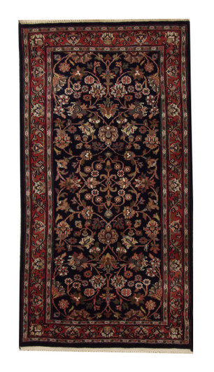 Traditional Indo Kashan Wool Hand Knotted Rug 2x4 - w2173