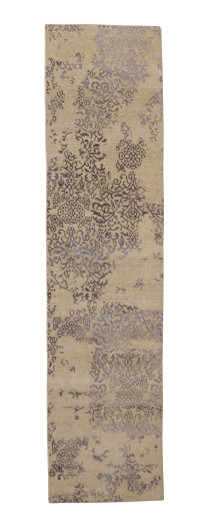 Modern Abstact Broken Design Wool/silk Hand Knotted Rug 2.6x11.0 -w2032