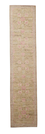 Oushak Chobie Whitewash Wool Hand Knotted Rug 2.7x11.7 -w2109